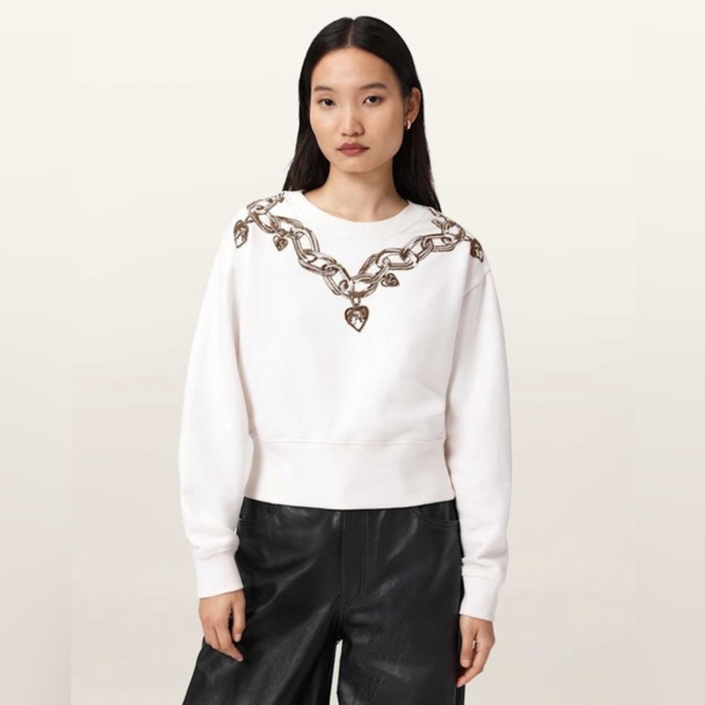 All Saints Drip Separo Embellished Sweatshirt